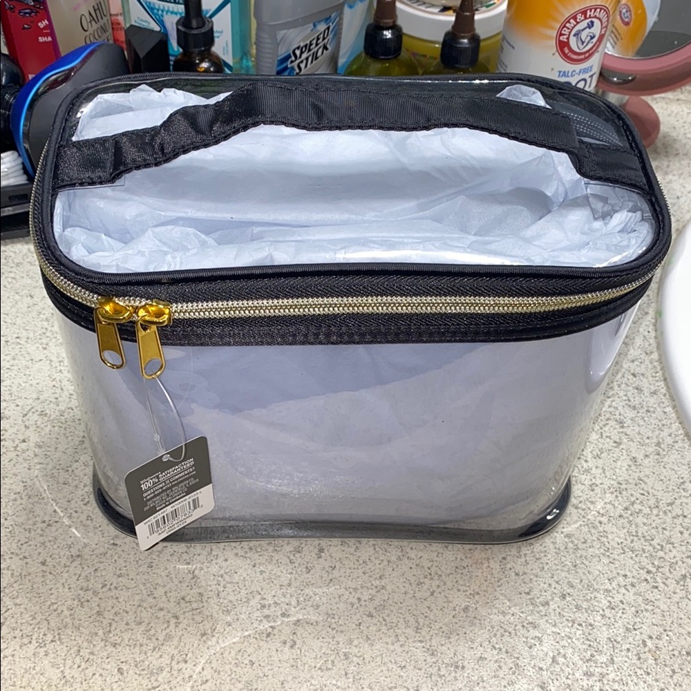 Clear Cosmetic Bag with Black Trim